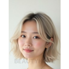 애쉬 블론드 쇄골 텍스처 단발+사이드뱅