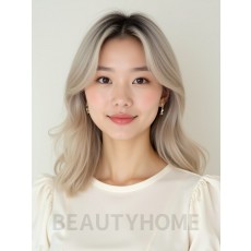 애쉬 블론드 쇄골 웨이브+센터