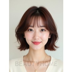 마호가니 쇄골 인버티드 단발+시스루뱅
