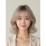애쉬 블론드 쇄골 컬 단발+뱅