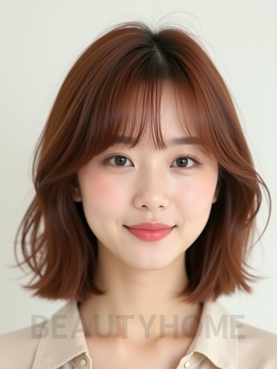 쇄골 스택 단발+사이드뱅