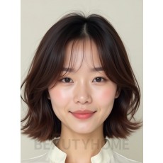 초콜릿 브라운 쇄골 웨이브 단발
