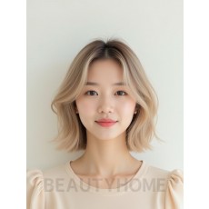 머쉬룸 블론드 어깨 스택 단발