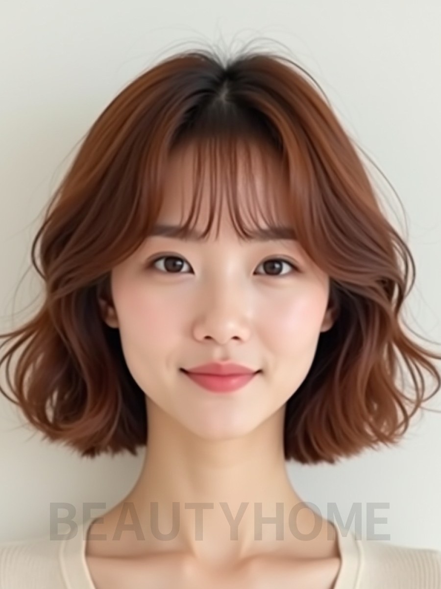 턱밑 컬 단발+풀뱅