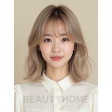 샌드 블론드 어깨 레이어+커튼뱅
