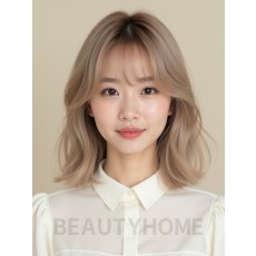 샌드 블론드 어깨 레이어+커튼뱅