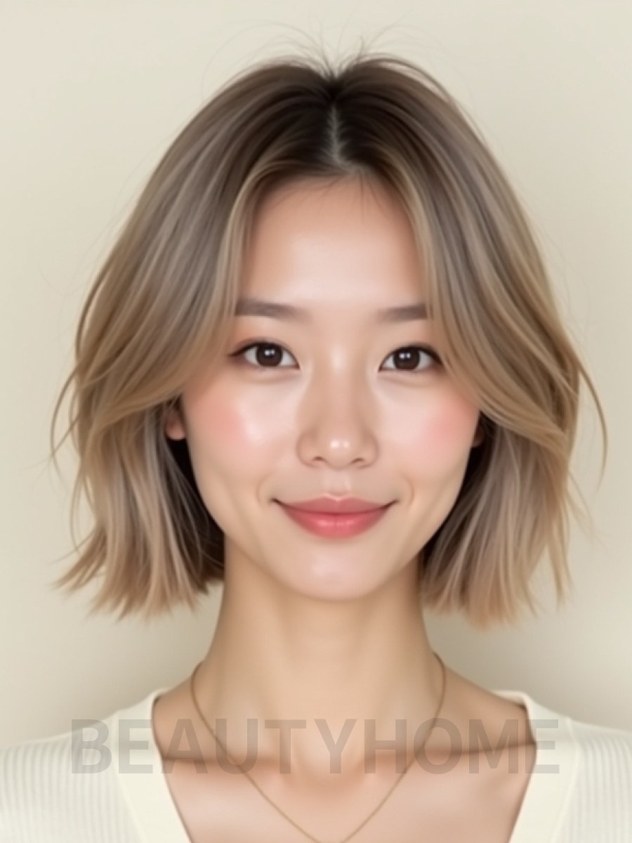 턱밑 비대칭 단발
