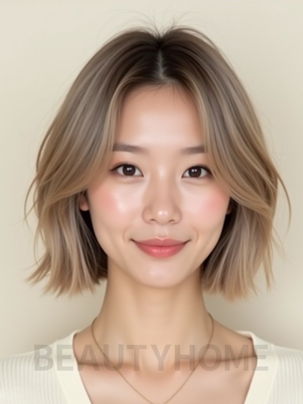 턱밑 비대칭 단발