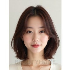마호가니 턱밑 블런트 단발