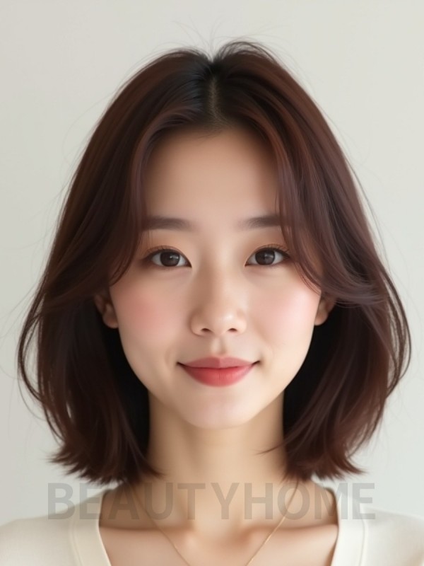 마호가니 턱밑 블런트 단발