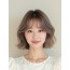 토프 브라운 귀밑 웨이브 단발+커튼뱅