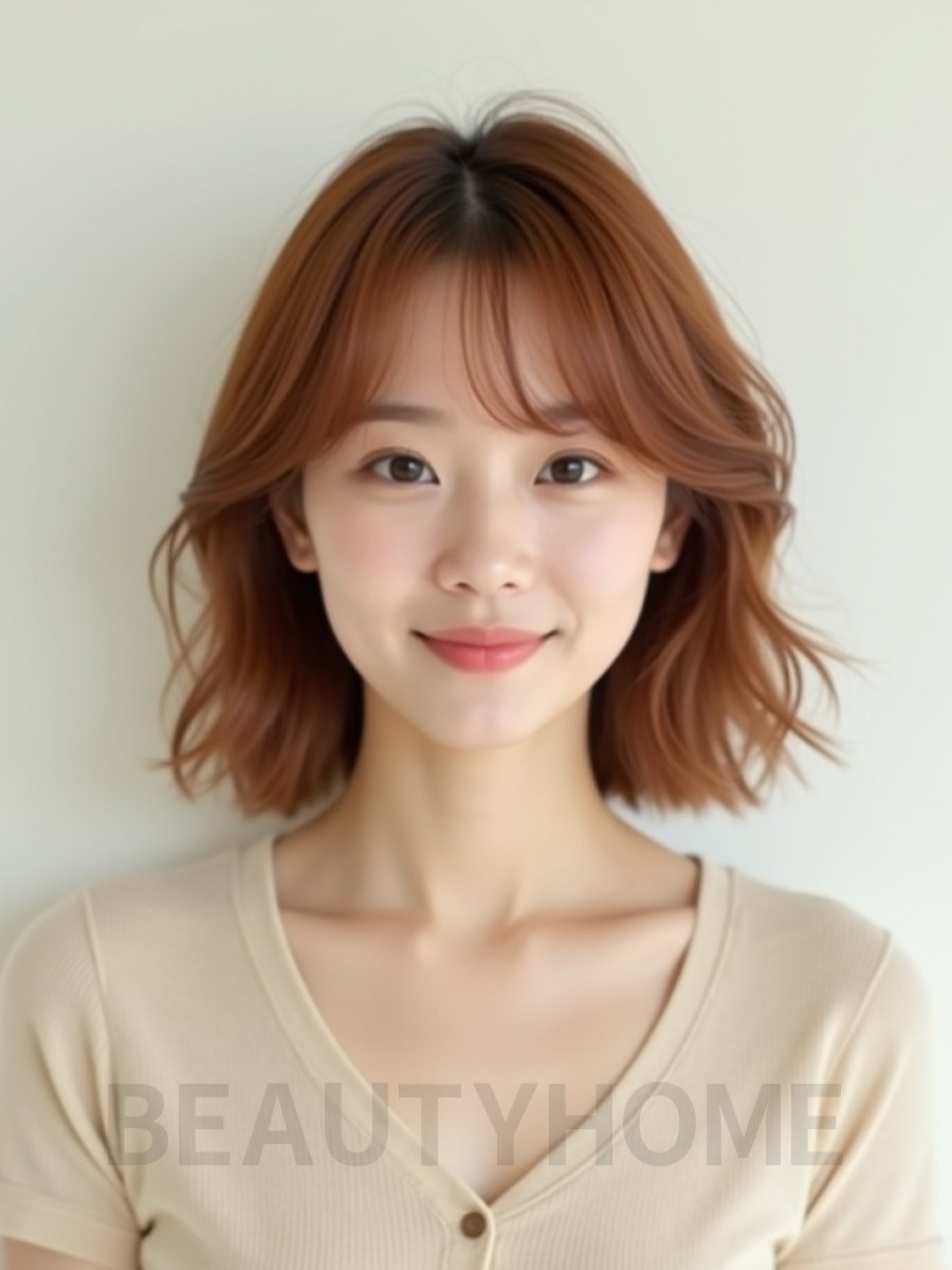 베이지 브라운 미디엄 레이어+커튼뱅
