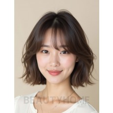 애쉬 브라운 턱선 그라데이션 단발