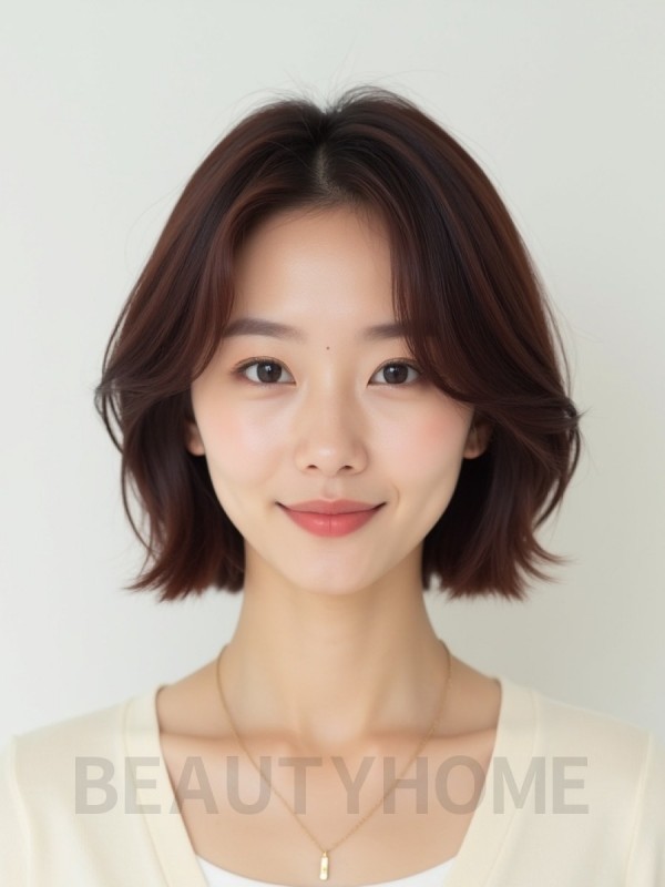 마호가니 쇄골 인버티드 단발