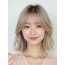 애쉬 베이지 어깨 스트레이트 단발+커튼뱅