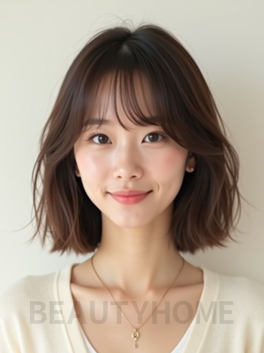 귀밑 스트레이트 단발+풀뱅