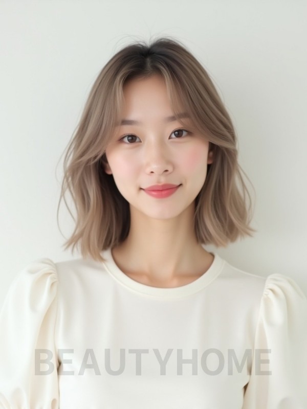 토프 브라운 쇄골 그라데이션 단발