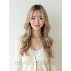 머쉬룸 블론드 긴 레이어+커튼뱅