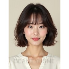 초콜릿 브라운 어깨 스택 단발+풀뱅