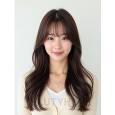 초콜릿 브라운 긴 생머리+커튼뱅