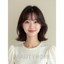 초콜릿 브라운 어깨 웨이브+사이드뱅