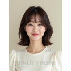 초콜릿 브라운 어깨 웨이브+사이드뱅