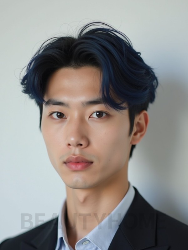 남성 블루 투블럭