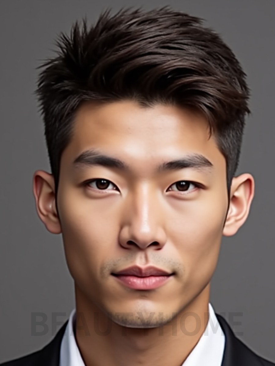 남성 브라운 투블럭