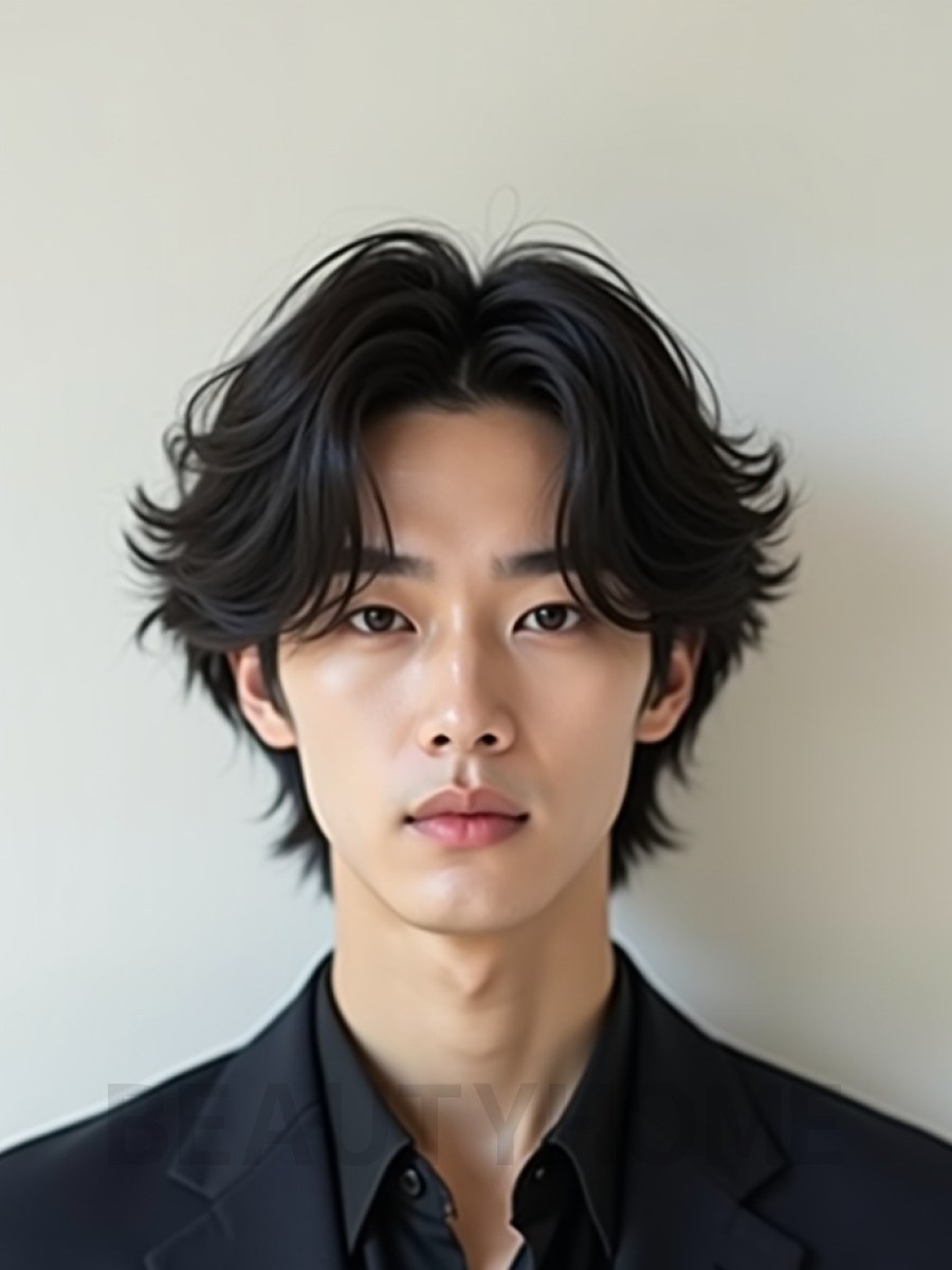 남성 블랙 레이어드컷
