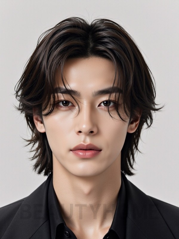 남성 브라운 레이어드컷