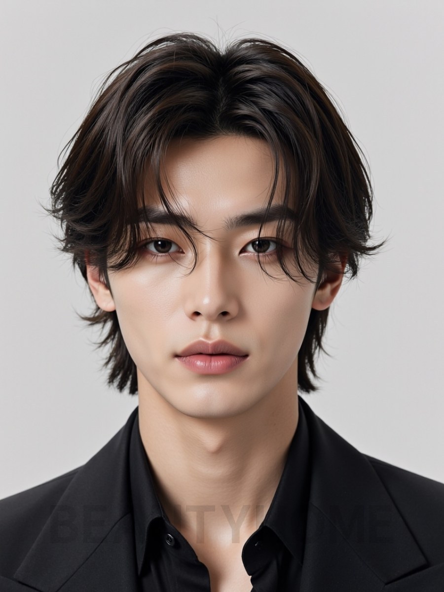 남성 브라운 레이어드컷