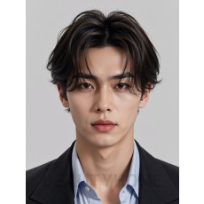 남성 브라운 세미펌