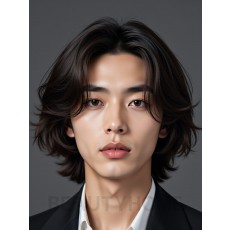 남성 브라운 레이어드컷