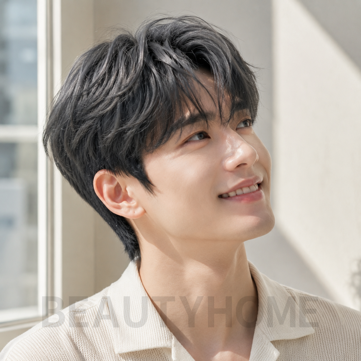 남자 리프컷 다크 애쉬 그레이 염색