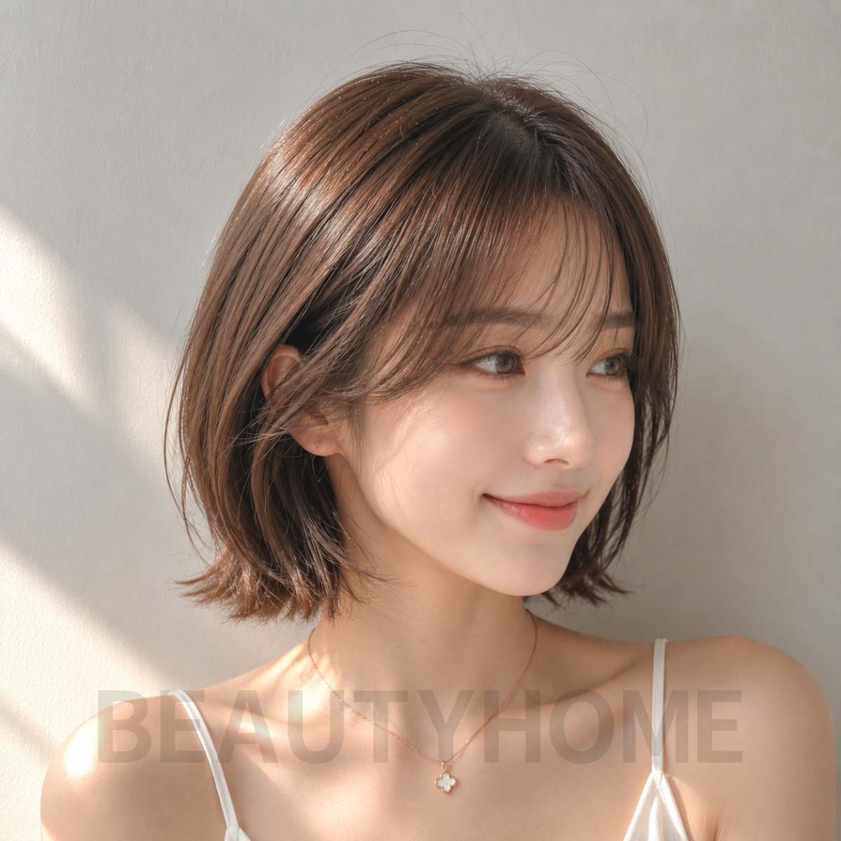 여자 단발 테슬컷 모카 브루넷 염색