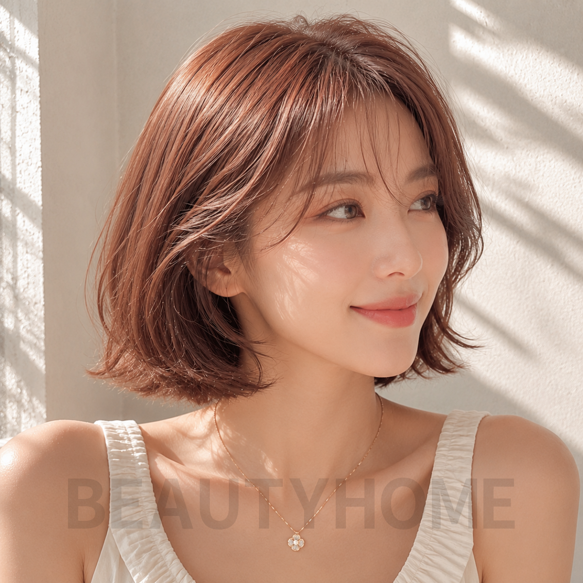 여자 위켄드 보브컷 로즈브라운