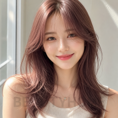 여자 허쉬 레이어드컷 로즈브라운 염색