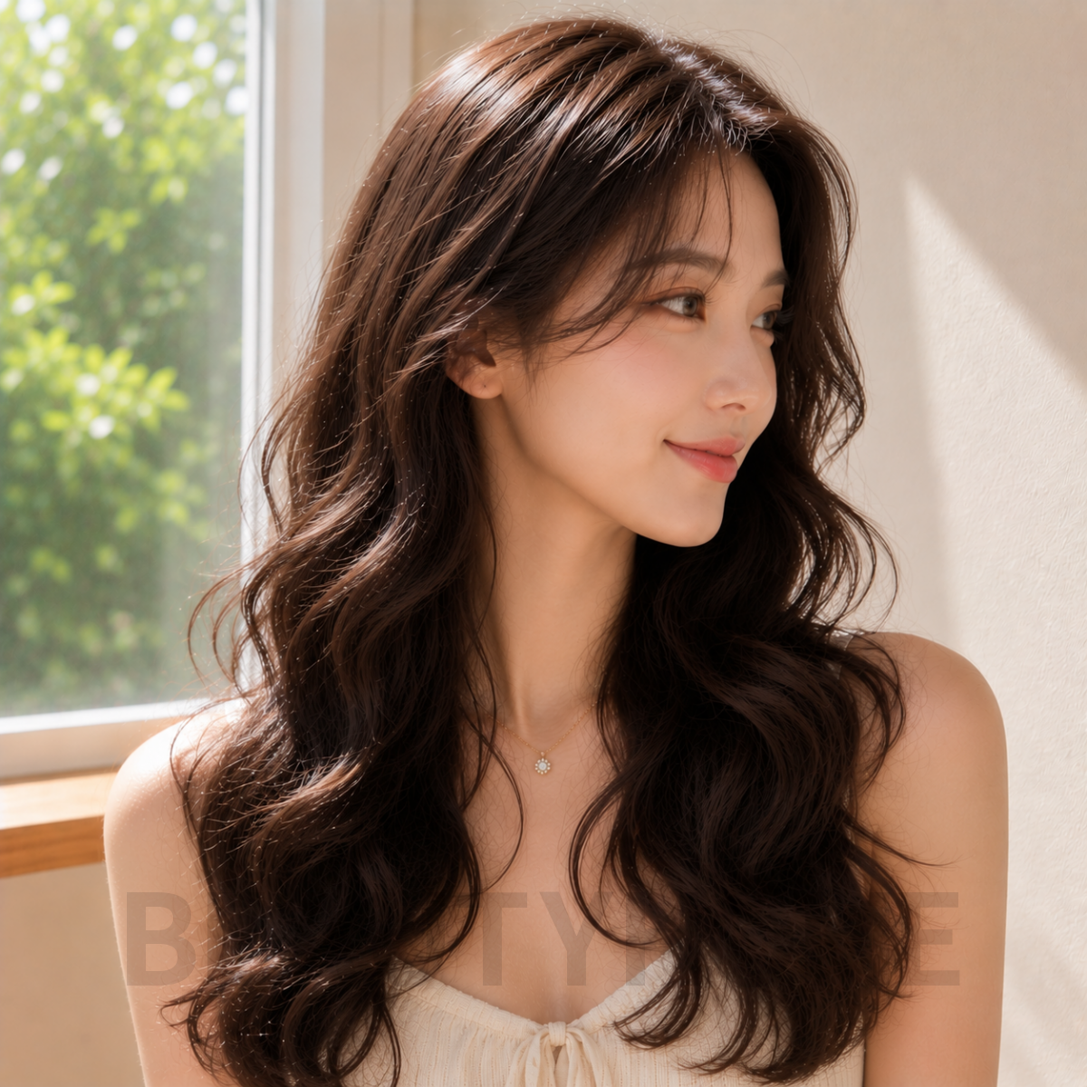 여자 글램 웨이브펌 초콜릿 브라운 염색