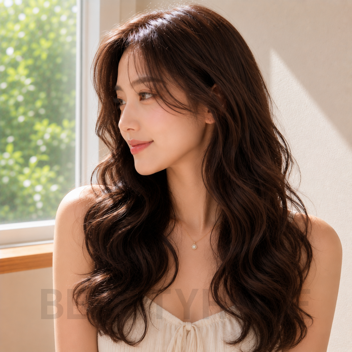 여자 글램 웨이브펌 초콜릿 브라운 염색