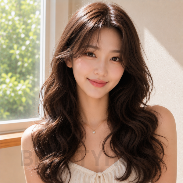 여자 글램 웨이브펌 초콜릿 브라운 염색