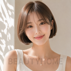 여자 단발 미니 보브컷 코코아 브라운 염색