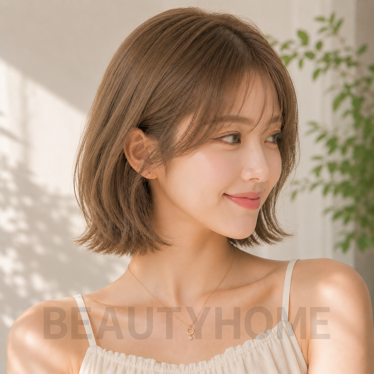 여자 단발 스칸디 보브컷 헤이즐 베이지 염색