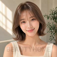 여자 단발 위켄드 보브컷 모카 브루넷 염색
