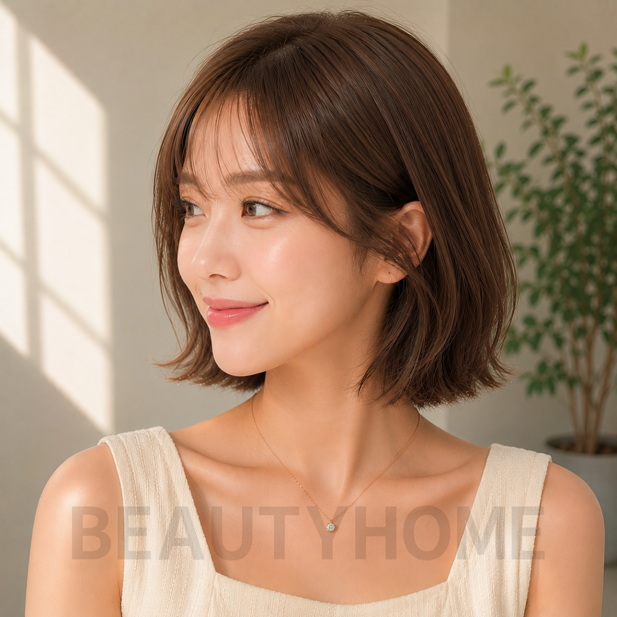 여자 단발 테슬컷 모카 브루넷 염색4