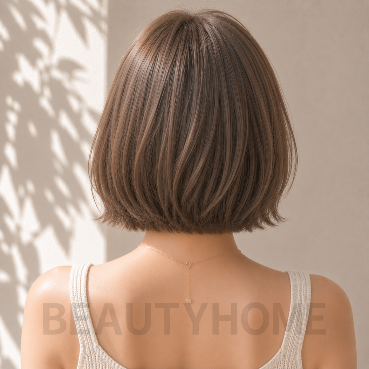 여자 단발 텍스처 보브컷 카푸치노 브라운 염색