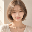 여자 단발 허쉬 보브컷 밀크티 베이지 염색