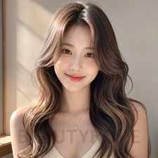 여자 머메이드 웨이브펌 발레아쥬 브라운 염색