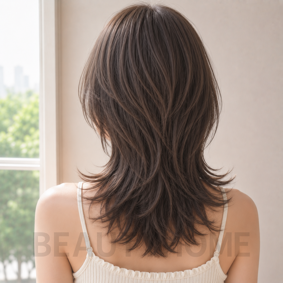 여자 소프트 울프컷 애쉬 브라운 염색