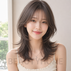 여자 소프트 울프컷 애쉬 브라운 염색