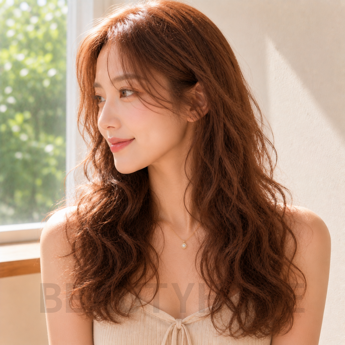 여자 소프트 히피펌 코퍼 브라운 염색